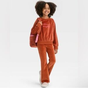 Cat & Jack Chestnut Orange Velour Flare Pants XL